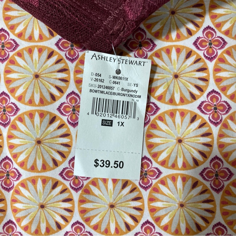 Ashley Stewart Burgundy Lace Bra Chemise - Picture 6 of 12